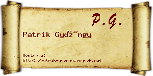 Patrik Gyöngy névjegykártya